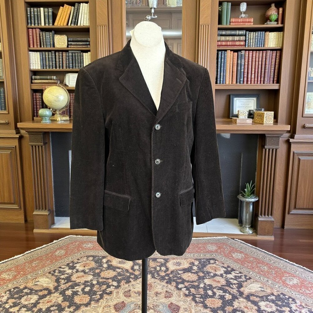 Benetton Brown Pinwale Corduroy 3 Button Blazer Sport Coat